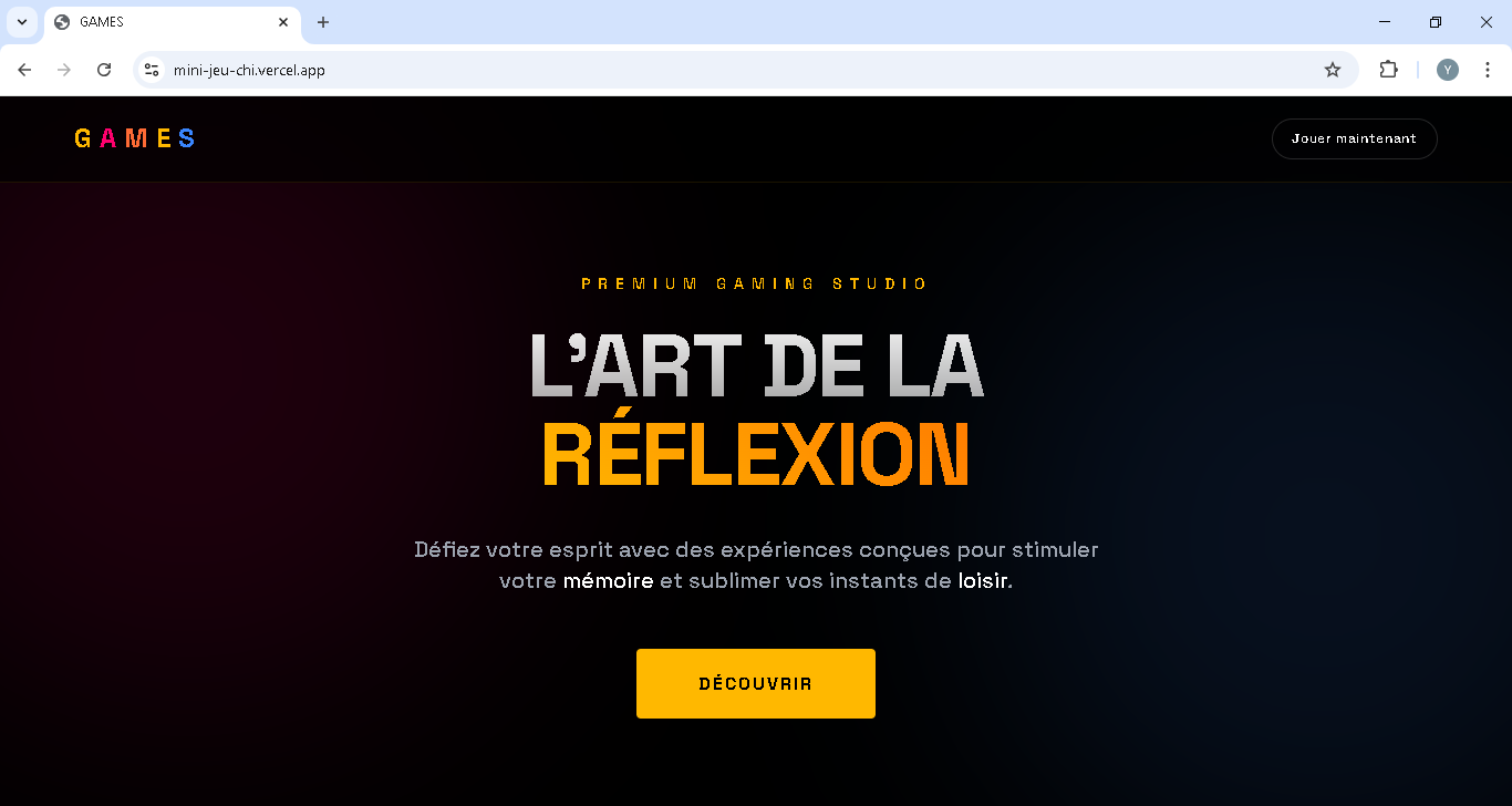 Aperçu du projet Web Game de réflexion