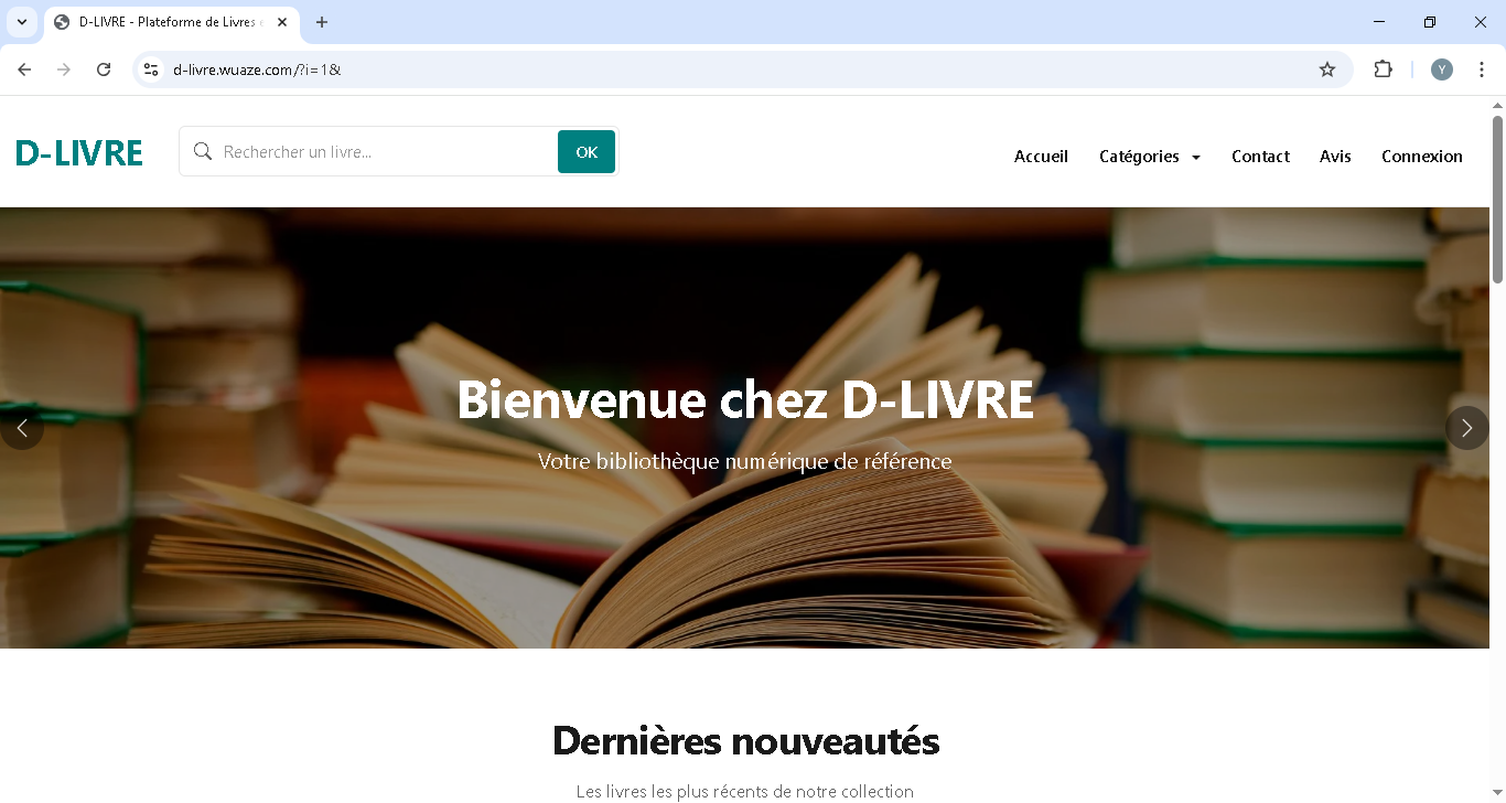Aperçu du projet D-Livre — Plateforme de lecture et de partage de livres en ligne
