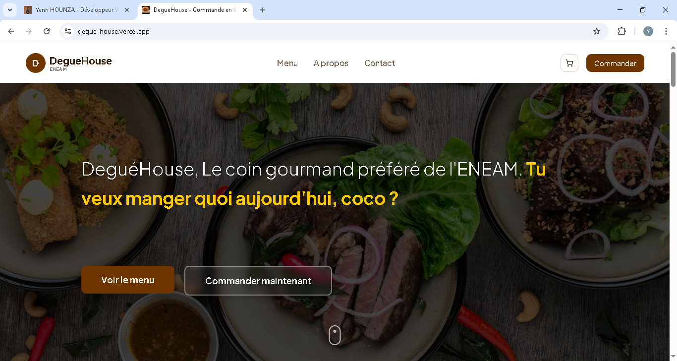 Aperçu du projet Dégue House — Vitrine en ligne pour commande rapide
